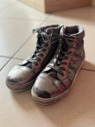Sneakers alte argento-grigio