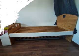 Cama 90 en madera maciza, hecha a mano