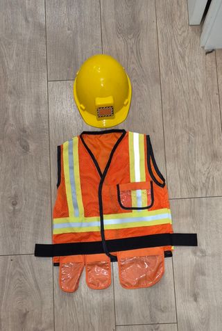 Disfraz de obrero: chaleco y casco