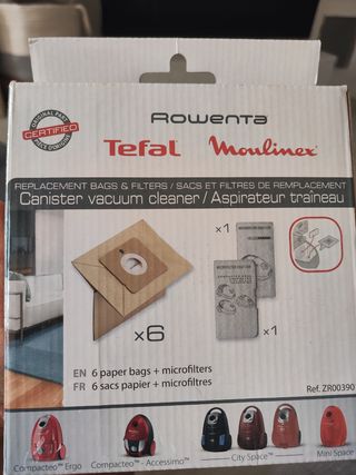 6 Bolsas aspiradora y 1 microfiltro Rowenta-Tefal-