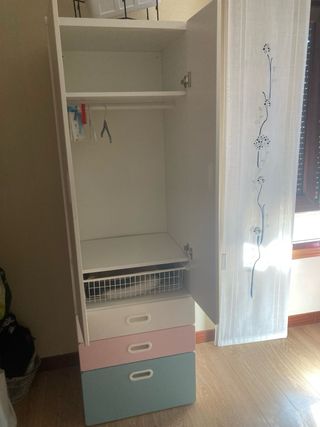 Armario infantil Ikea blanco-rosa-azul