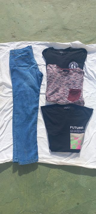Ropa hombre L - Jeans y 3 camisetas
