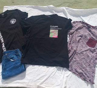 Ropa hombre L - Jeans y 3 camisetas