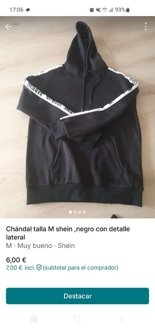 Chándal Shein negro talla M
