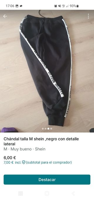 Chándal Shein negro talla M