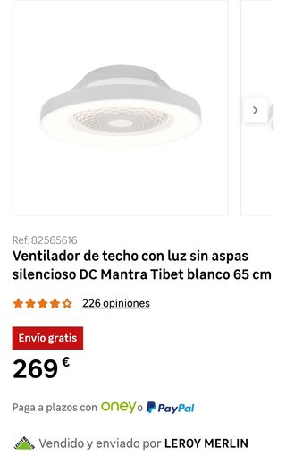 Ventilador Mantra Tibet 65cm blanco