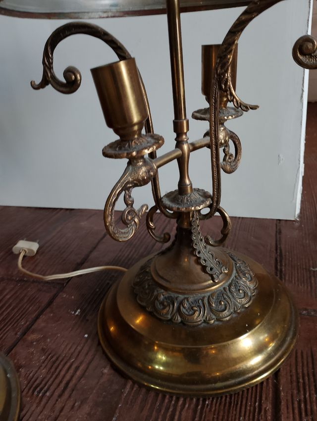 2 Lamparas antiguas latón cristal