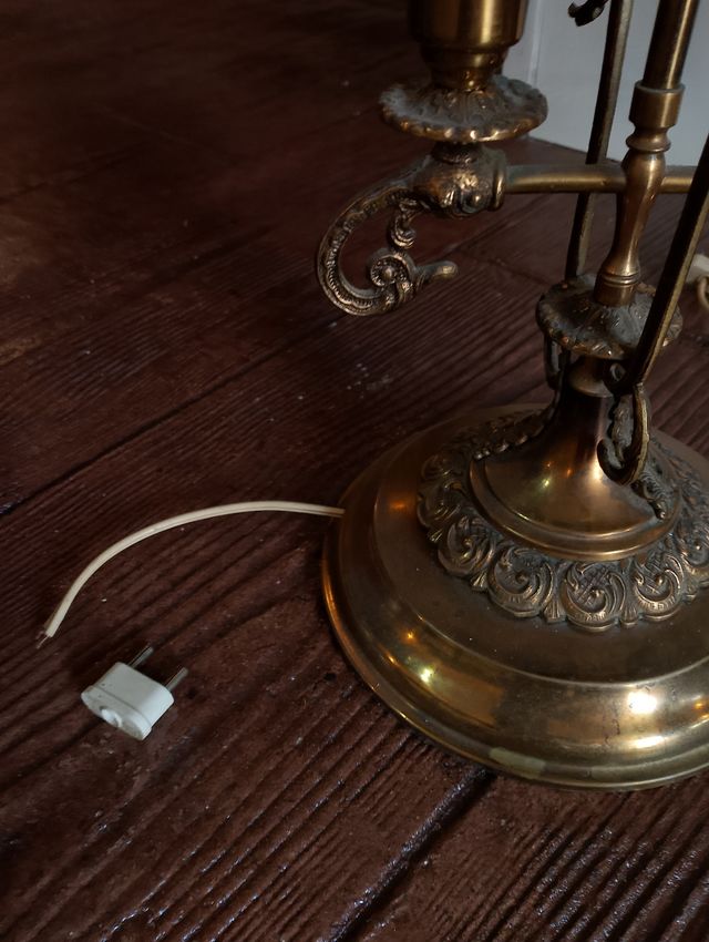 2 Lamparas antiguas latón cristal