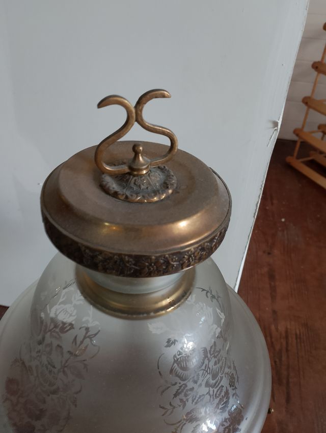 2 Lamparas antiguas latón cristal