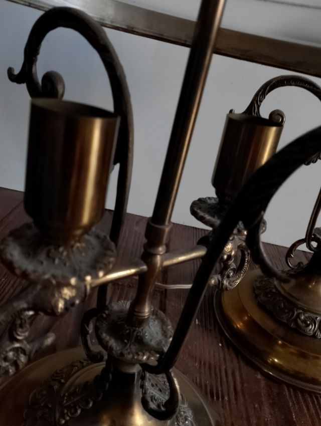 2 Lamparas antiguas latón cristal