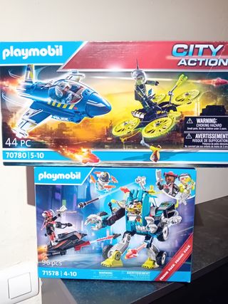 Playmobil policía pack robot avión dron