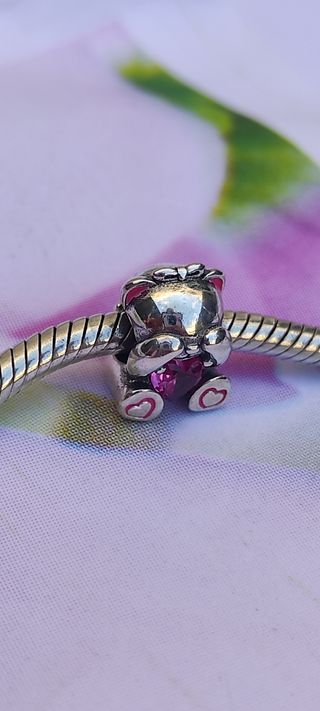 Charm oso plata rosa