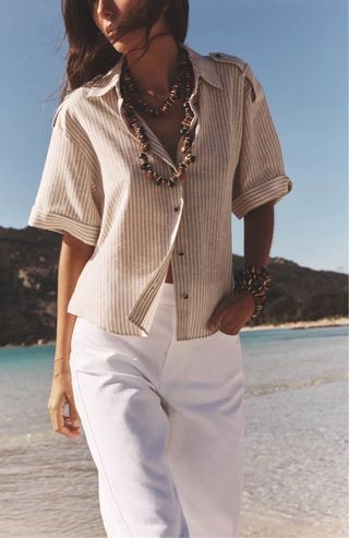Camisa Zara rayas hilo dorado 