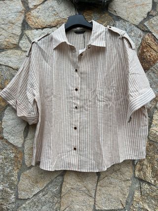 Camisa Zara rayas hilo dorado 