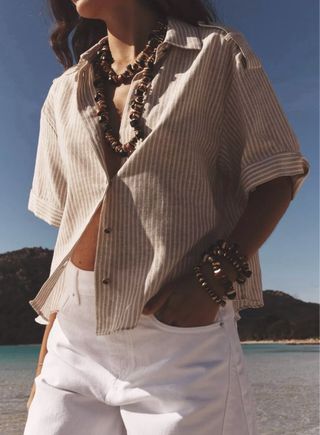 Camisa Zara rayas hilo dorado 