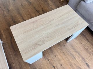 Mesa centro elevable - Blanco/Beige