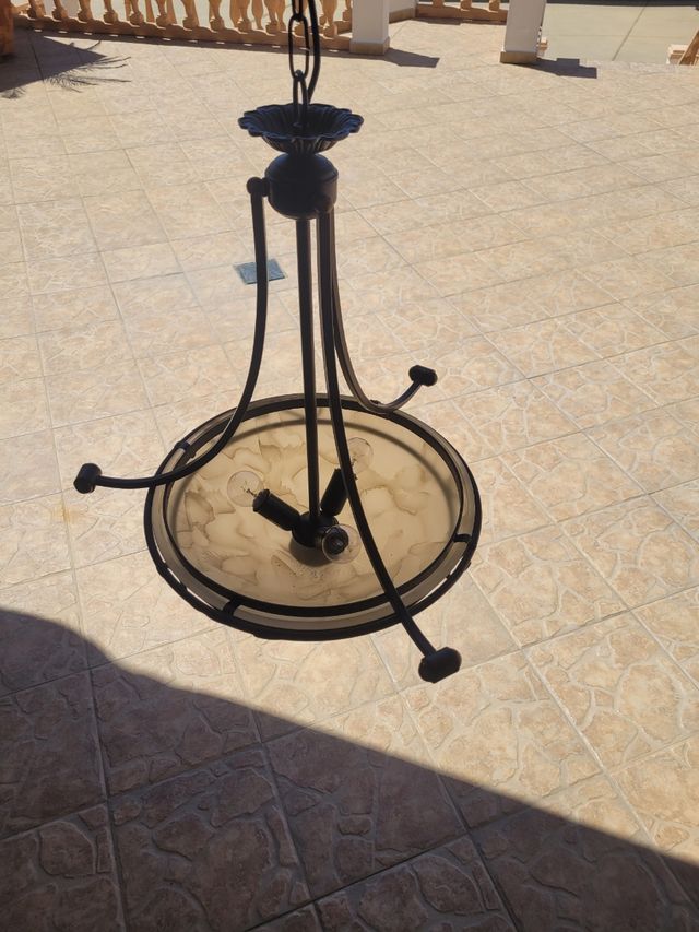 Lámpara clásica marrón - Metal y cristal