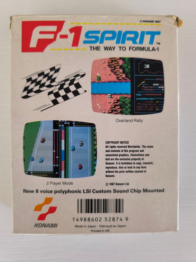 F-1 Spirit Konami MSX con funda pet