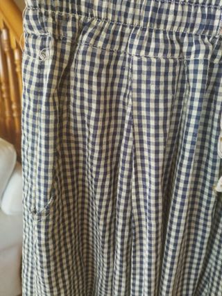 Falda pantalón vichy azul marino
