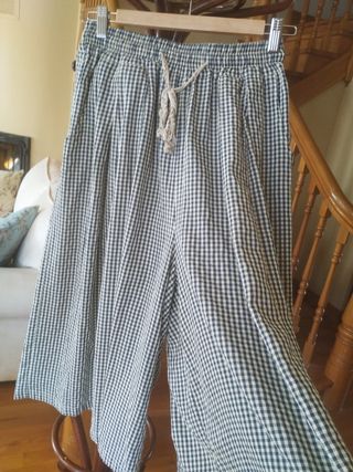 Falda pantalón vichy azul marino