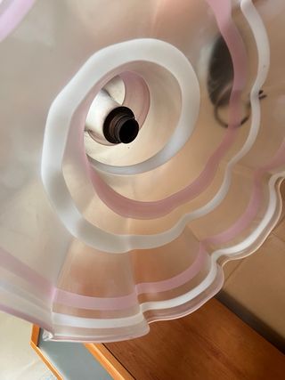 Lampada vetro Murano rosa-bianco