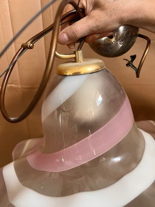 Lampada vetro Murano rosa-bianco