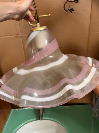 Lampada vetro Murano rosa-bianco