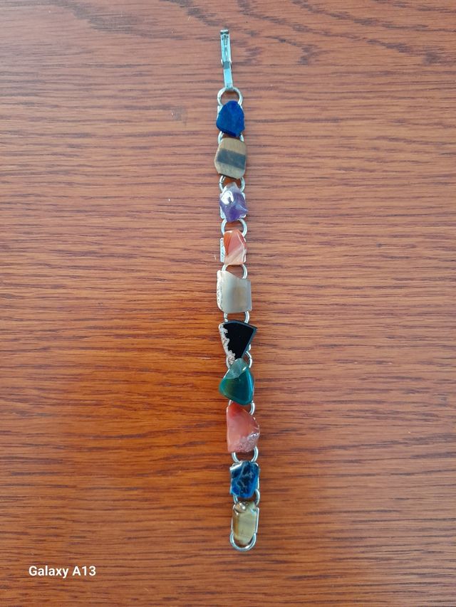 Braccialetto vintage anni 70 in acciaio e pietre