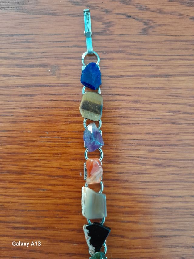 Braccialetto vintage anni 70 in acciaio e pietre