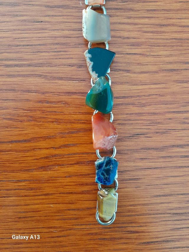 Braccialetto vintage anni 70 in acciaio e pietre