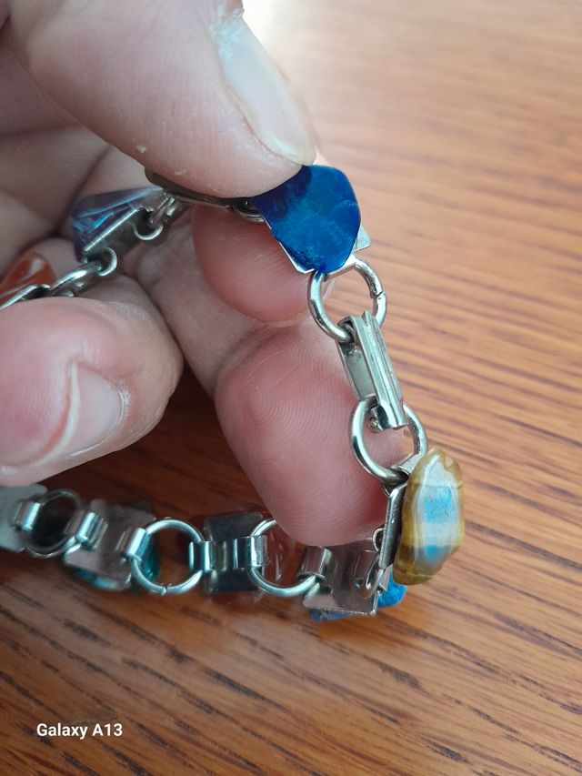 Braccialetto vintage anni 70 in acciaio e pietre