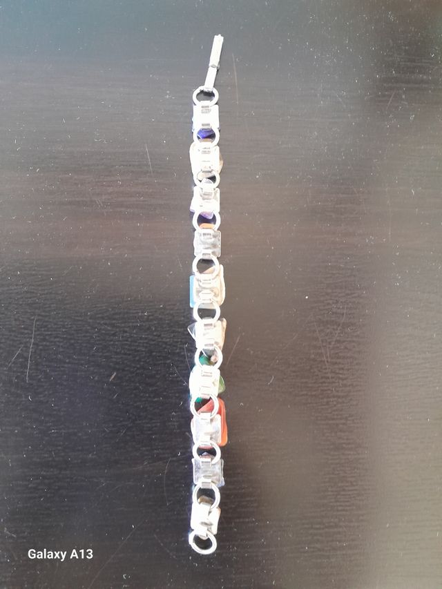 Braccialetto vintage anni 70 in acciaio e pietre