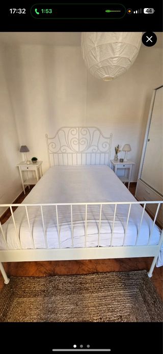 Cabecera cama metal blanco mas colchon 