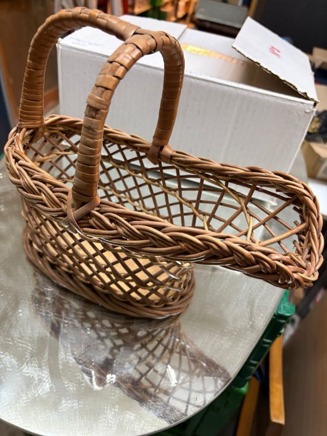 Cesta mimbre botellas - marrón