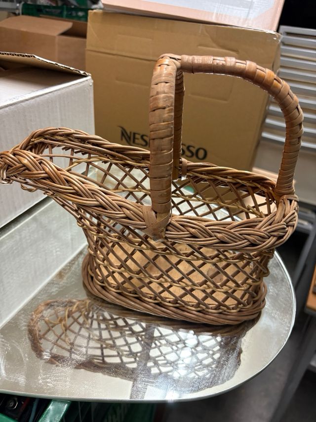 Cesta mimbre botellas - marrón