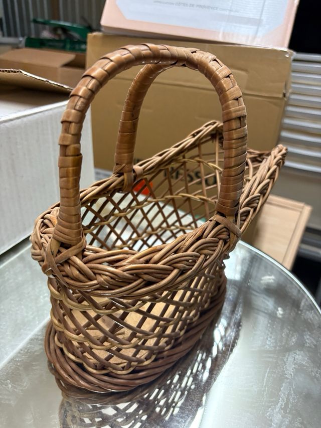 Cesta mimbre botellas - marrón