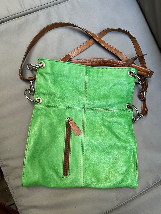 Bolso bandolera piel verde artesanía italiana