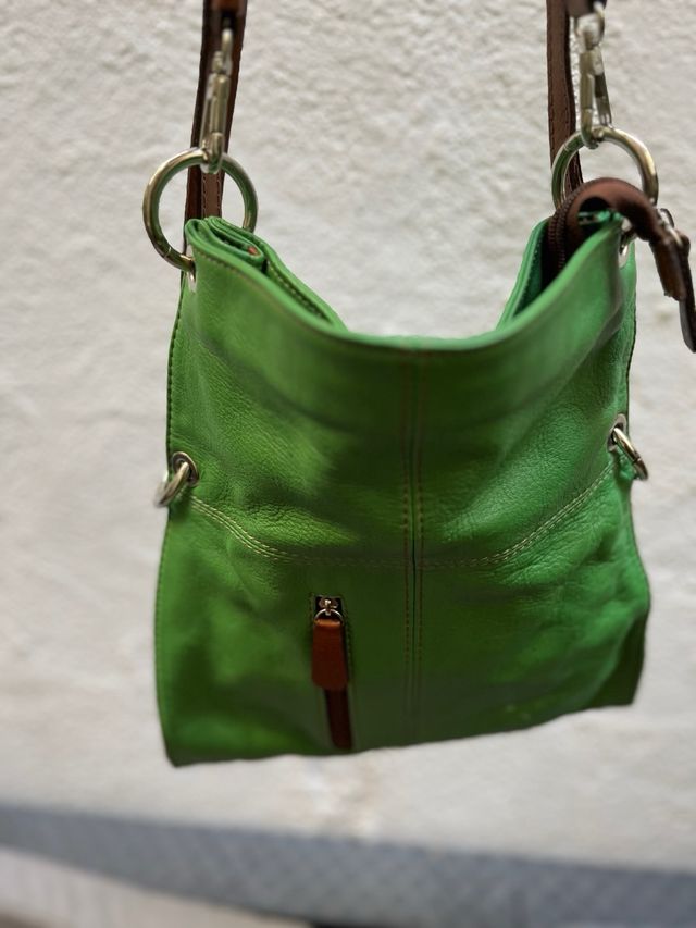 Bolso bandolera piel verde artesanía italiana