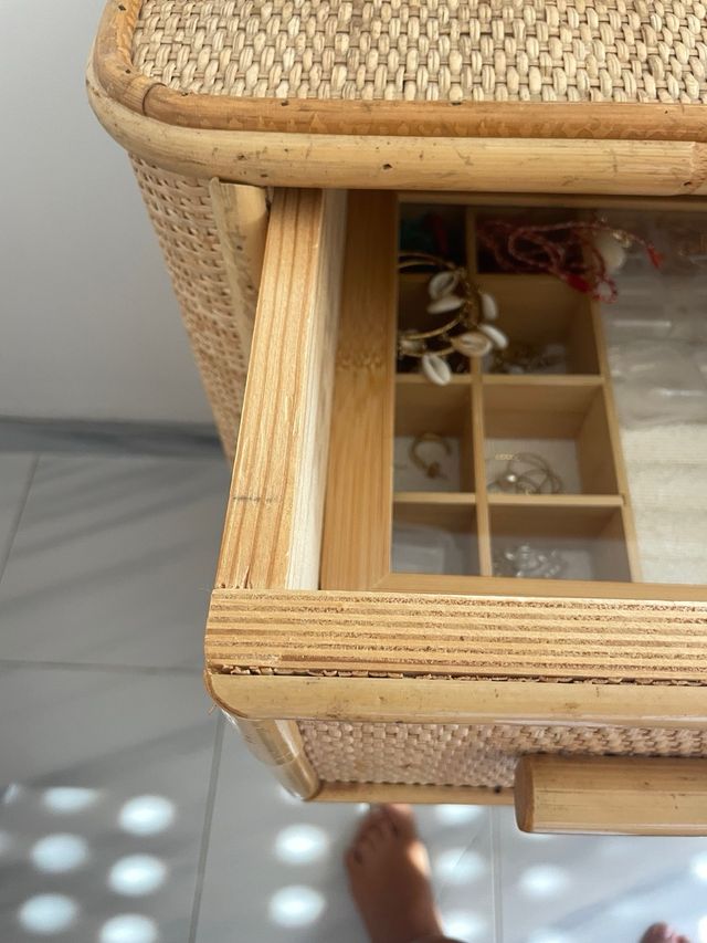 Mueble mimbre vintage 4 cajones