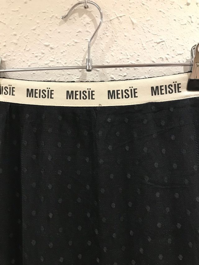 Falda midi negra lunares