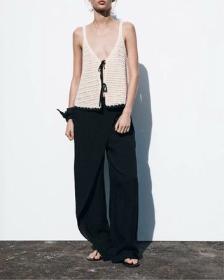 Top crochet Zara con lazada 