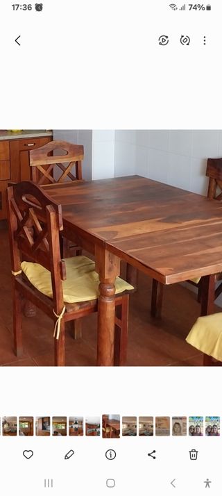 Mesa madera maciza extensible 90x90