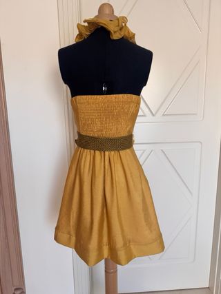 Vestido fiesta dorado corto talla XS