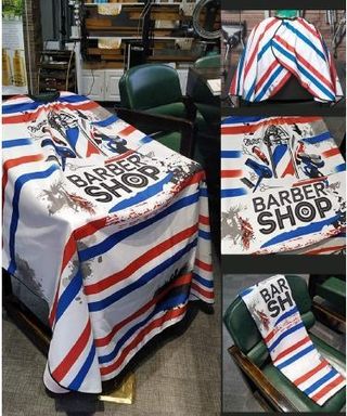 Capa peluquero barbería - rayas rojas y blancas