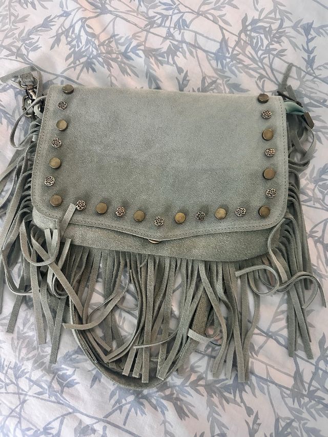 Bolso bandolera verde | flecos