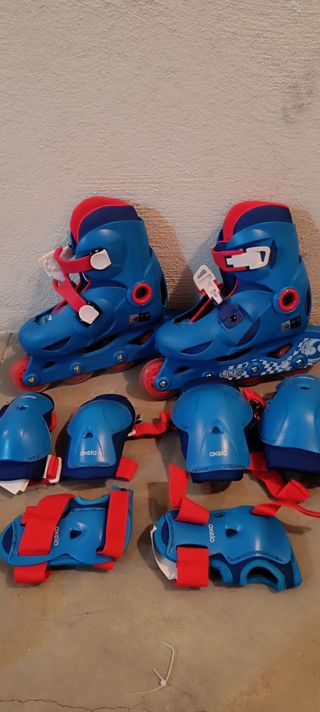 Patines infantiles+ protecciones+ bolsa transporte
