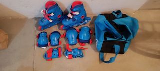 Patines infantiles+ protecciones+ bolsa transporte