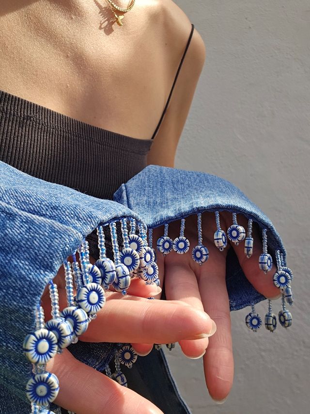 Cazadora vaquera abalorios