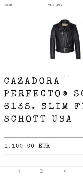 Chaqueta cuero Scholl Perfecto talla 44