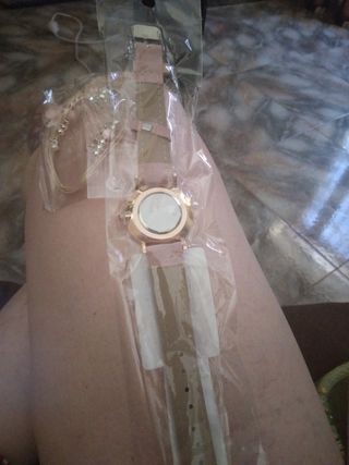 Reloj mujer rosa dorado,regalo pulsera a juego